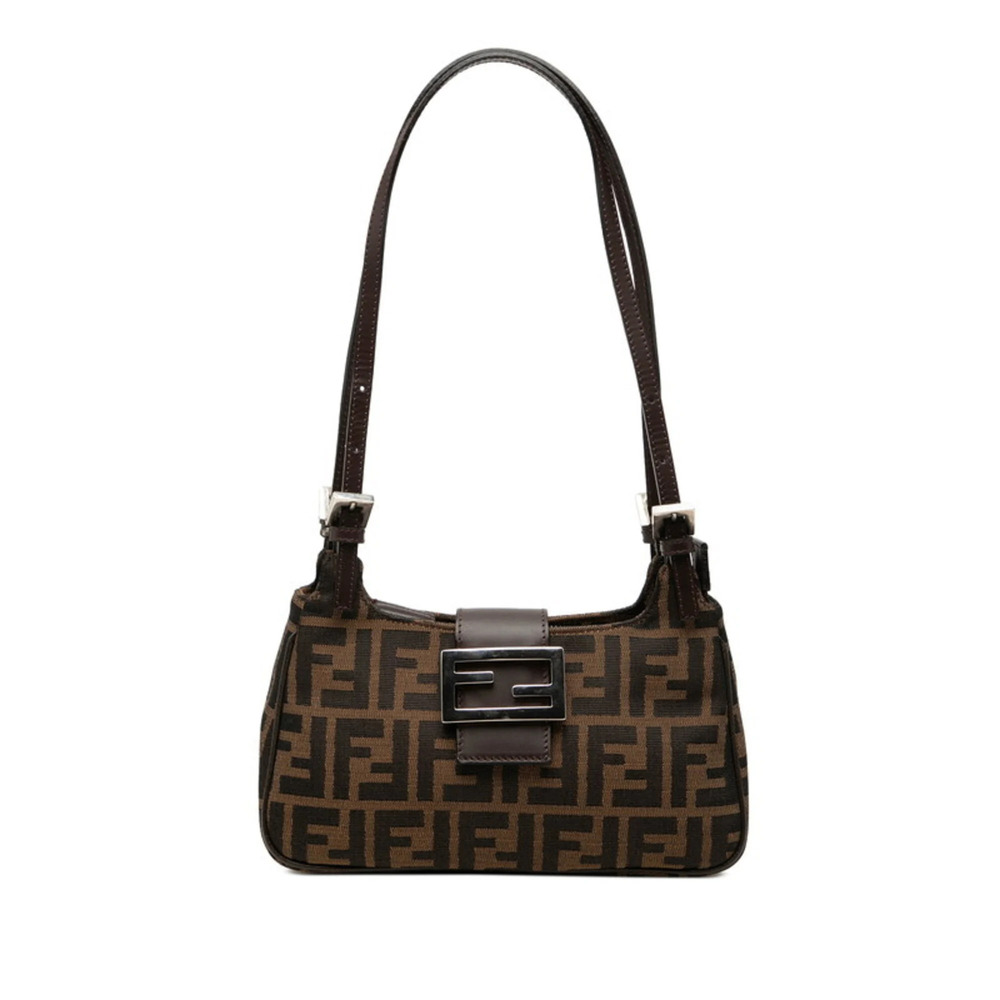 Fendi Zucca Handbag One-Shoulder Bag Brown Black Canvas Leather Women's FENDI